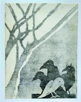 Hildegard Blersch, Künstlerin, Holzschnitt, 40 x 50 cm, verkauft