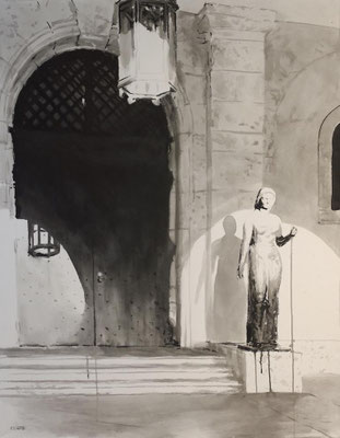  Griff der Vergänglichkeit (Schmelztiegel), 2024  Tusche auf Leinwand, ungerahmt — 140 x 110 cm Preisempfehlung: 5.100 €