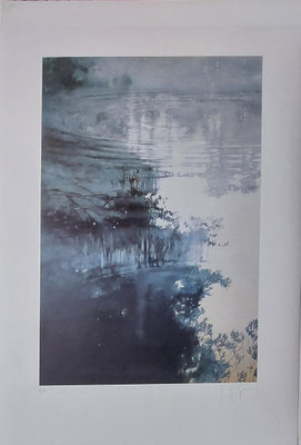 Henning von Gierke:  Spiegelungen 1983   EA 44 x 64 cm Siebdruck 250 Euro