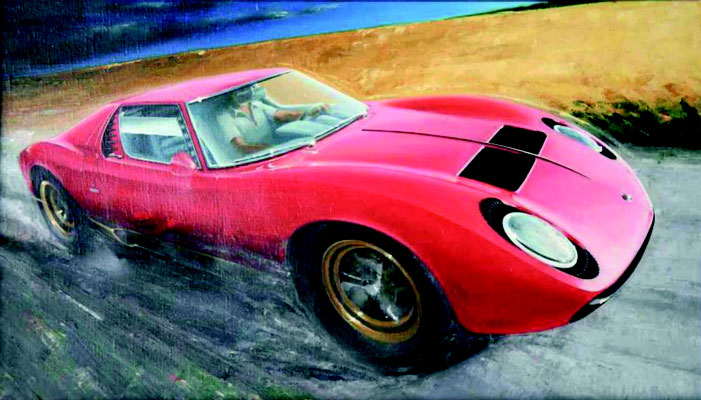 Zoltan Nádaskay „Ferrari“, Öl auf Leinwand, Original 49 x 83.5 cm gerahmt unsigniert, 2900 Euro