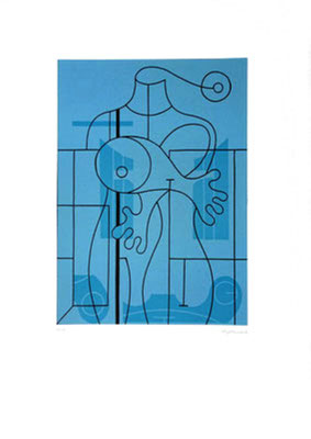 "Blauer Torso", Farblinoldruck 1999, 4/25, 30 x 42 cm, Blatt 50 x 70 cm, Preis: 360 Euro