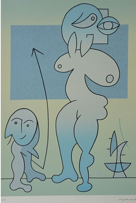"Venus und Amor", Farblinoldruck, 30 x 42 cm, Blattgröße 50 x 70, Preis: 360 Euro