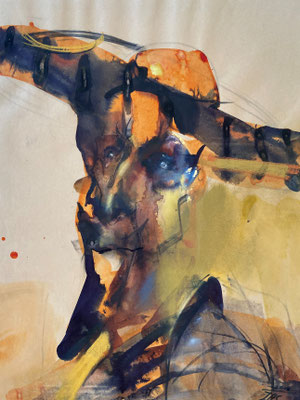 Don Quijote, Tusche Kohle, Papier, 64 x49 cm, 2016 Preis: 1.800 Euro