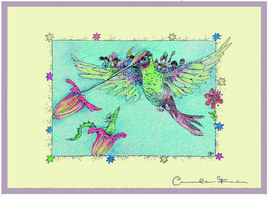 Cornelia Funke, Autorin/Geschichtenerzählerin, Buntstiftillustration, A4 verkauft