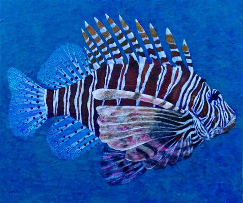 "Lionfish" 100 x 120 cm, acrylic, fibermix on canvas, 2100 Euro
