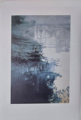 Henning von Gierke:  Spiegelungen 1983   EA 44 x 64 cm Siebdruck 150 Euro