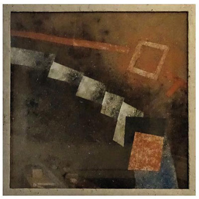 Rolf Liese: Aschebild; 49 x 49 cm Rahmen 53,5 x 53,5 cm,  Rückseite signiert Juni 1999 , VB