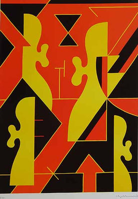 "Global World", Farblinoldruck, 1994, 28/50, 30 x 42 cm, Blattgröße 50 x 70 cm, Preis: 360 Euro