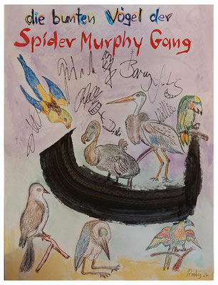 Spider Murphy Gang Bayer. Rockband, Buntstift und Aquarell, 50 x 65 cm, verkauft