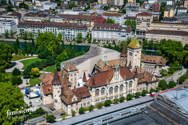 Luftaufnahme von Landesmusuem Zürich aus der Luft, Region Zürich, Schweiz