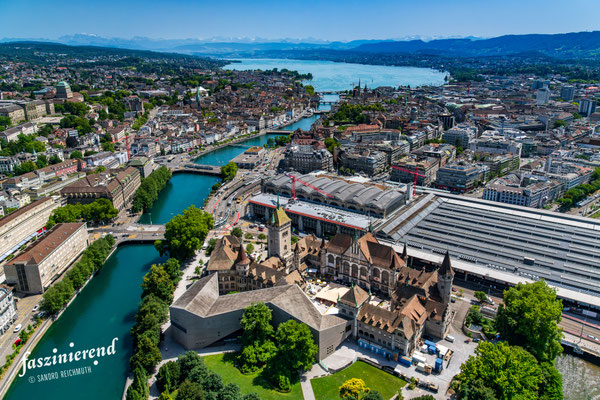 Luftaufnahme von Zürich aus der Luft, Region Zürich, Schweiz