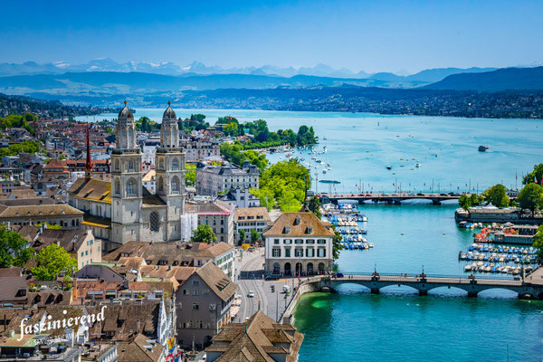 Luftaufnahme von Zürich aus der Luft, Region Zürich, Schweiz