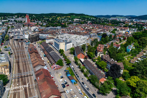 Luftaufnahme von Winterthur aus der Luft, Region Zürich, Schweiz