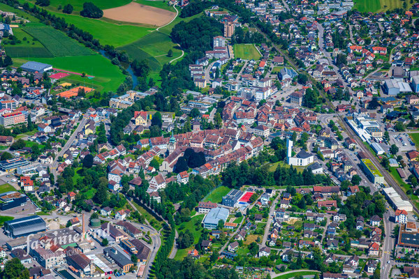 Luftaufnahme von Bischofszell, Ostschweiz, Schweiz