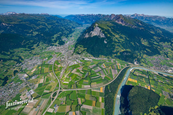 Luftaufnahme von Sargans, Ostschweiz, Schweiz