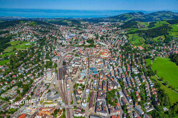 Luftaufnahme von St.Gallen, Ostschweiz, Schweiz