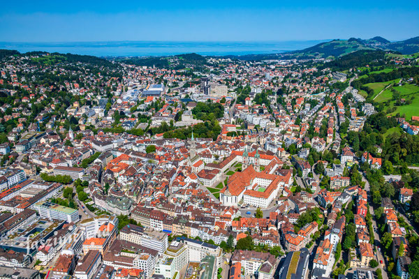 Luftaufnahme von St.Gallen, Ostschweiz, Schweiz