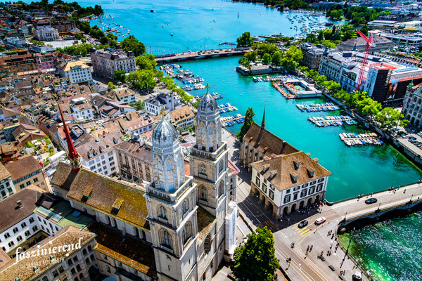 Luftaufnahme von Zürich aus der Luft, Region Zürich, Schweiz