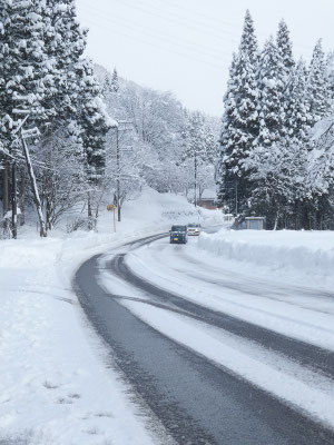 雪の車道