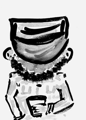 L'homme à la casquette • encre de Chine