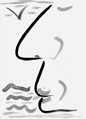 Falaise • encre de Chine