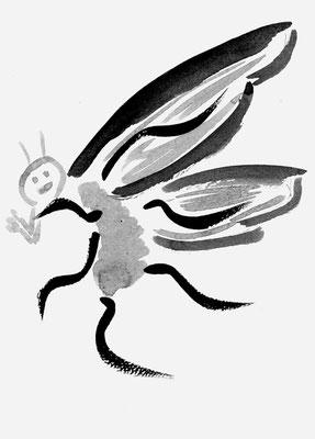 Une chenille papillon • encre de Chine
