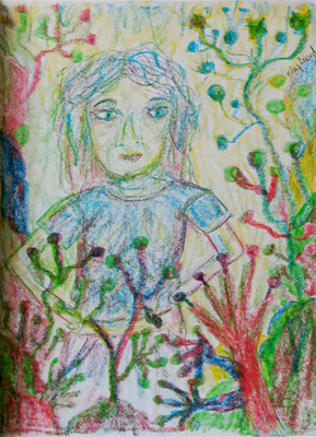 Dans la jungle (C) Poley Luard • crayon à pointe 4 couleurs