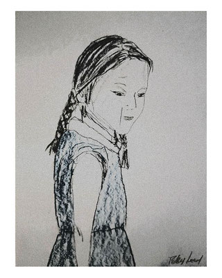 Petite fille avec une natte (C) Poley Luard • crayon & tablette numérique