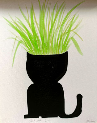 Chat POT • sérigraphie & aquarelle
