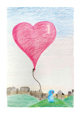 Bluebou, coeur sur la ville • crayon