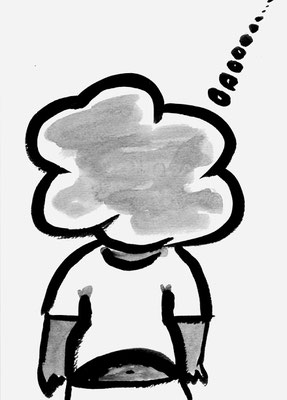 Avoir la tête dans les nuages • encre de Chine