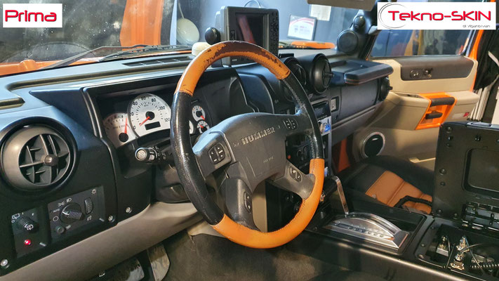 VOLANTE PELLE HUMMER H2  Colore Arancio/Nero - Prima