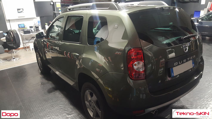 LUCIDATURA CARROZZERIA DACIA DUSTER  - Lucidatura 1 Step con Compound   - Stesura Sigillante Finale effetto Seta - Dopo