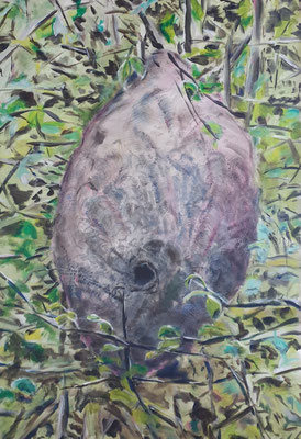Black Wasps' Nest, 2024, Acryl/Cotton 150cm x 95cm