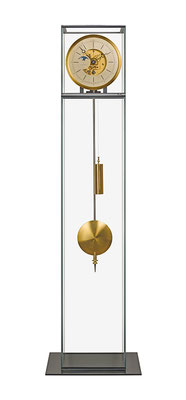 Uhr und Radwerk "Gold" / Mondphase mit Perlmutt und Strenenhimmel / Freistehendes Glasgehäuse