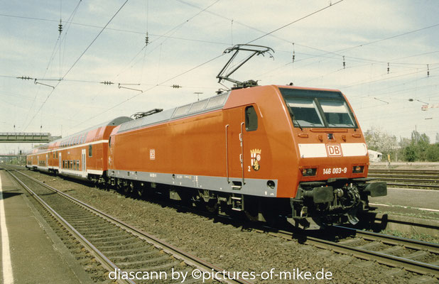 146 003 am 16.4.2003 in Ludwigshafen-Oggersheim mit RB 29644 Mannheim - Mainz
