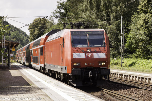 146 016 am 26.6.2016 in Krippen mit S1 nach Schöna