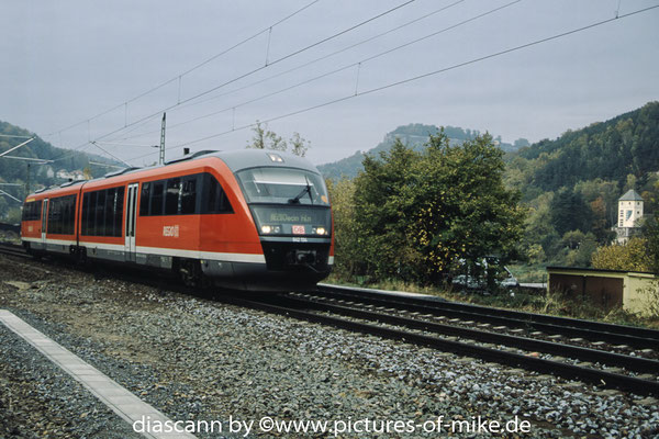 642 134 / 634 am 25.9.2009 in Königstein mit dem RE 20 "Elbe-Labe-Sprinter" Dresden - Decin
