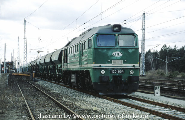 ITL 120 004 (ex PKP ST 44-110) am 18.3.2003 in Hosena. Lugansk 1970, Fabriknummer 0837