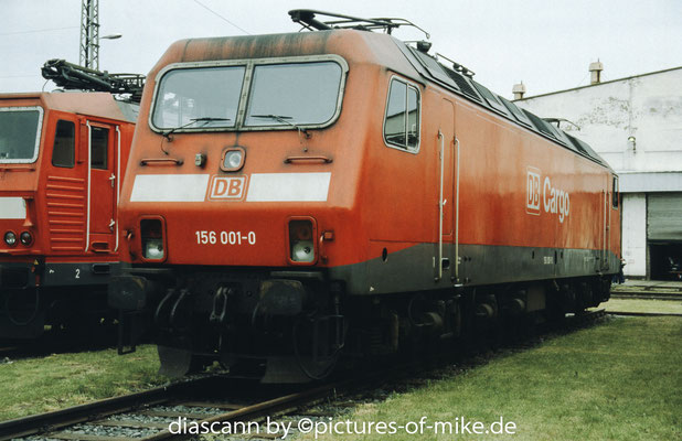 DB Cargo 156 001 am 19.5.2002 auf dem 11. Dresdener Dampflokfest