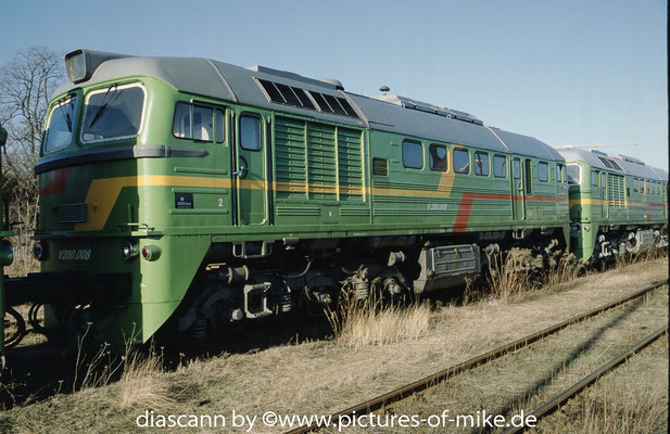 PEG / imoTrans V200 008 (ex Wismut V 200 506) am 17.1.2003 abgestellt in Kamenz nach Verkauf an ITL. Lugansk 1976, Fabriknummer 2558