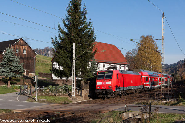 146 016 am 1.11.2015 mit S1 nach Schöna bei Rathen