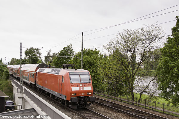 146 016 am 15.5.2016 in Pirna mit S1 nach Schöna