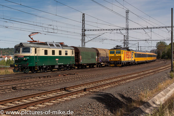 E479.0027 (CDC 130 027) am 12.8.2018 in Praha-Liben, wäre fast von RailJet 162 113 zugefahren worden