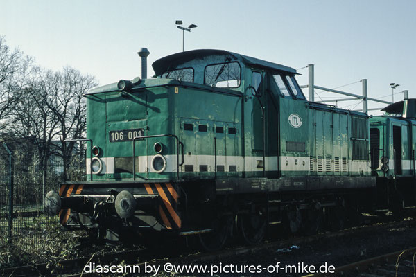 F-Nr. 11020 / 1965: ITL 106 001 am 6.2.2005 im Hafen Dresden. ex DR 106 302