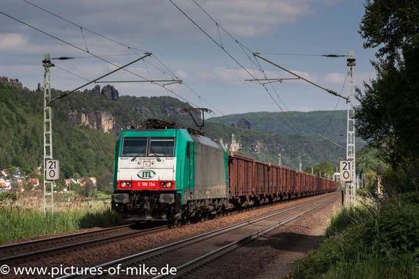 ITL 186 134 am 21.5.2017 in Krippen mit Zug 48362 / 69068 nach Bremen-Groland