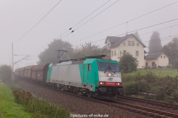 ITL 186 244 am 5.10.2015 im noch nebelverhangenen Elbtal bei Rathen