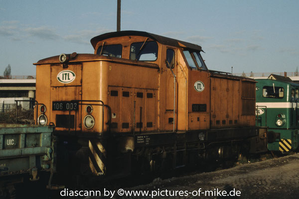 F-Nr. 11319 / 1966: ITL 106 003 am 19.4.2005 in Pirna. Auslieferung an BKW - Braunkohlewerk Großzössen "WL"