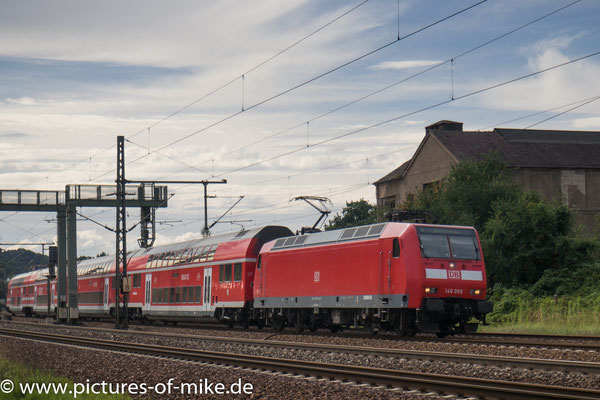 146 009 am 4.8.2016 mit S1 zwischen Heidenau-Großsedlitz und Pirna