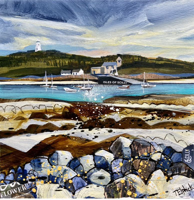 IOS48  St. Agnes Lighthouse from Burnt Island  sold.  print available